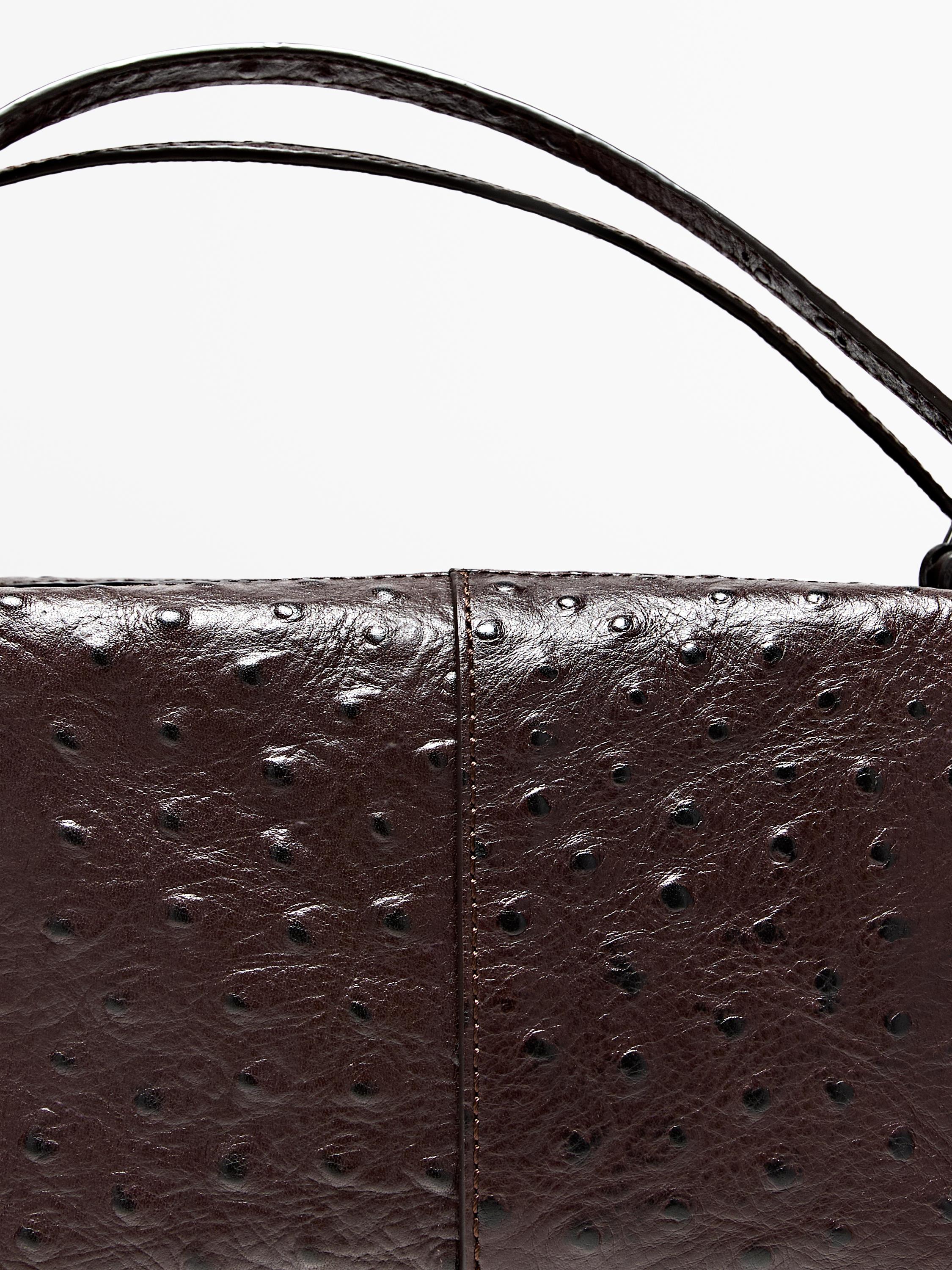 Textured leather mini satchel bag